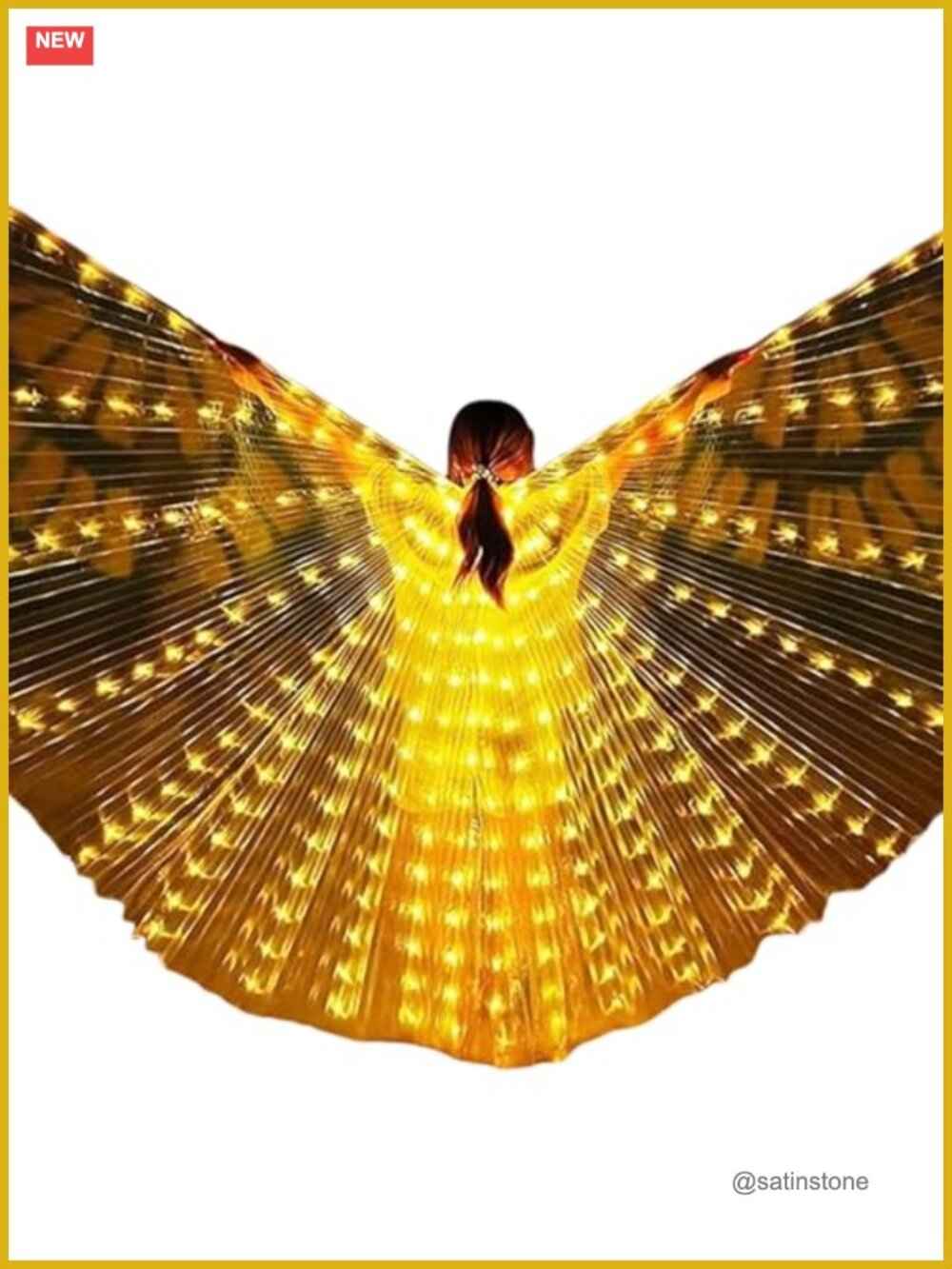 LED Light Up Wings Belly Dance Costume with Telescopic Sticks Polyester